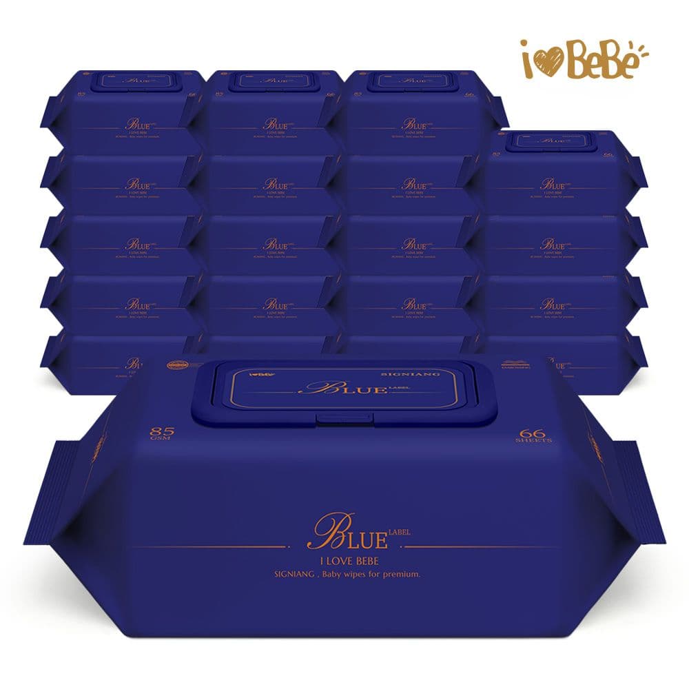 아이러브베베 85평량 시그니앙 블루라벨 66매 20팩 캡형 아기물티슈