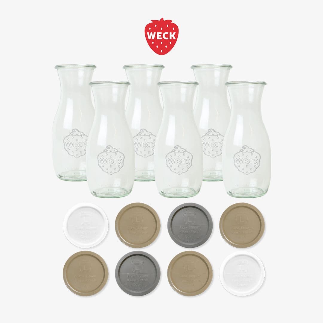 weck 쥬스병 764(530ml) 유리병 6개 + PE뚜껑 8개 세트