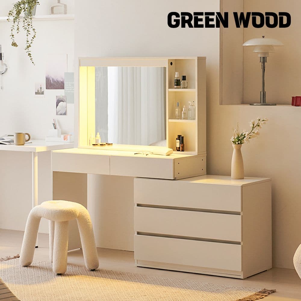 그린우드 그린우드 시에라 화장대 확장형 콘솔서랍장 입식 화장대정리 거울포함 - 최저가 124,000원 (31% 할인)