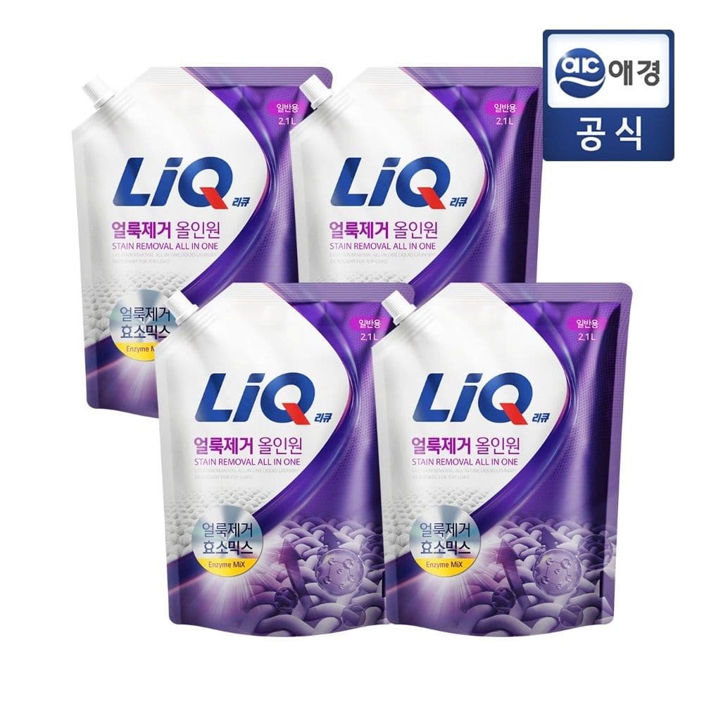 애경 리큐 얼룩제거 올인원 세탁세제 2.1Lx4개 (일반/드럼)