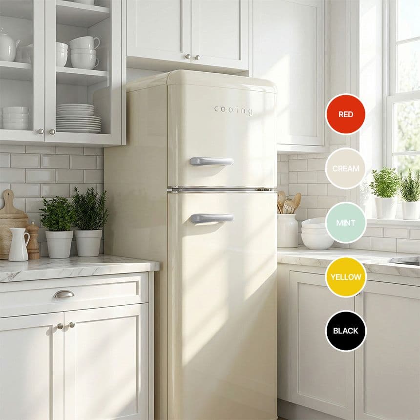 쿠잉 레트로 미니 소형 냉장고 REF-D121 2도어