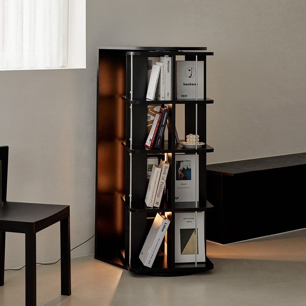 포더홈 국내생산 루프 LED 무드 인테리어 회전책장 책꽂이 선반장 (2단/4단)