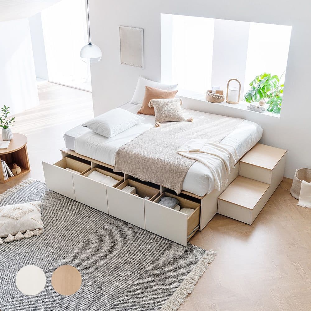 레이디가구 모노 슬라이딩 빅서랍 벙커 침대 프레임 (안전가드+계단포함) 2colors - 최저가 354,900원