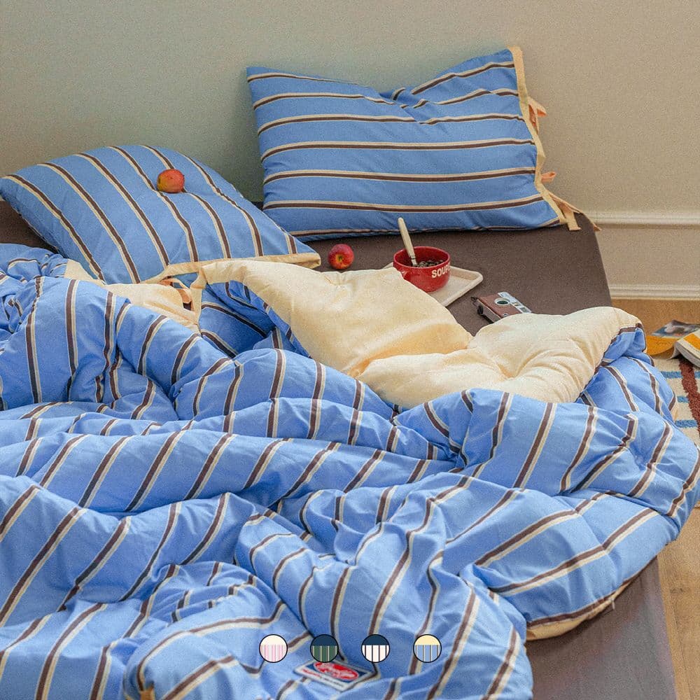 믹스앤매치 프레피 스트라이프 와펜 간절기/사계절 차렵이불 풀세트 SS/Q 8컬러 - 최저가 33,915원