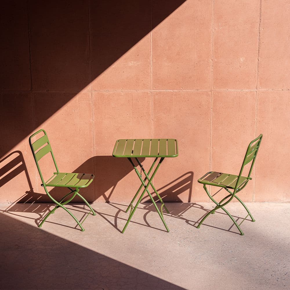 영가구 바젤 야외 카페 테라스 2인용 철제 접이식 정사각 테이블 의자 세트