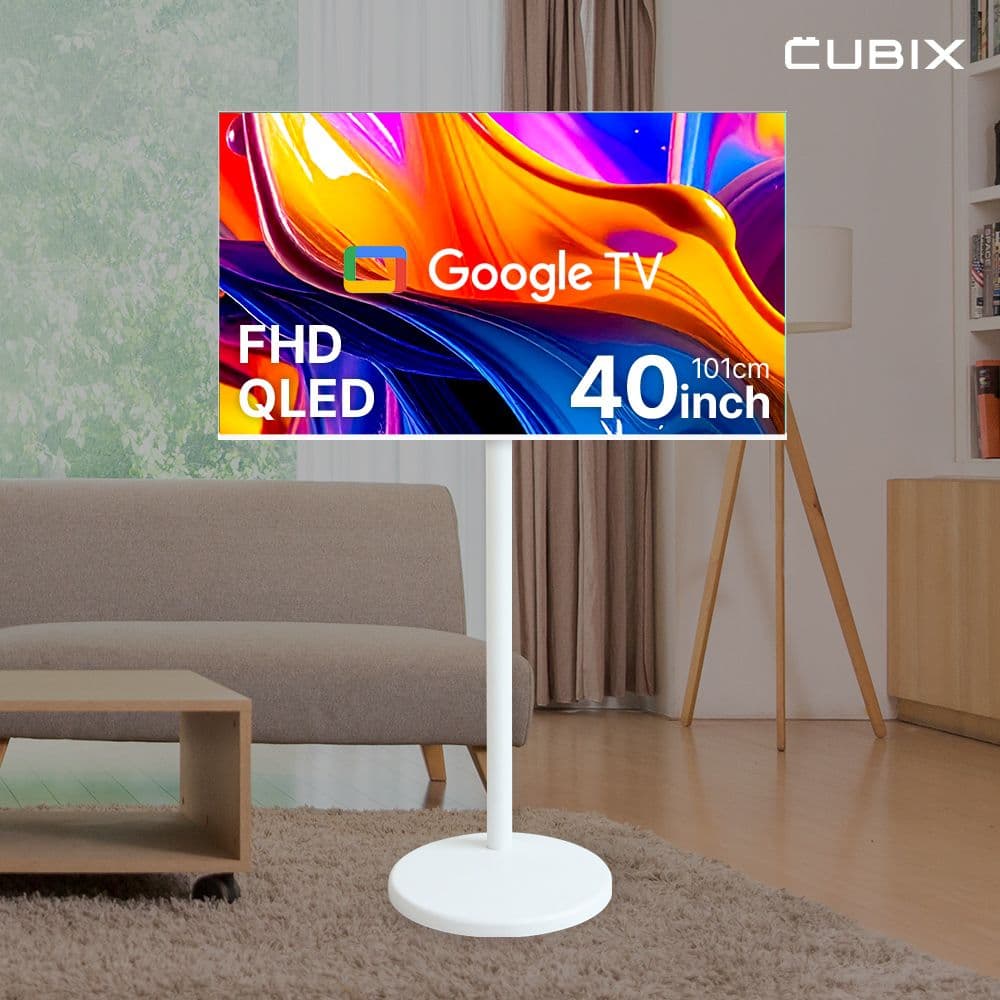 큐빅스전자 무빙큐빅스 화이트에디션 구글 스마트 40인치(101cm) FHD QLED TV 삼탠바이미 - 최저가 239,000원