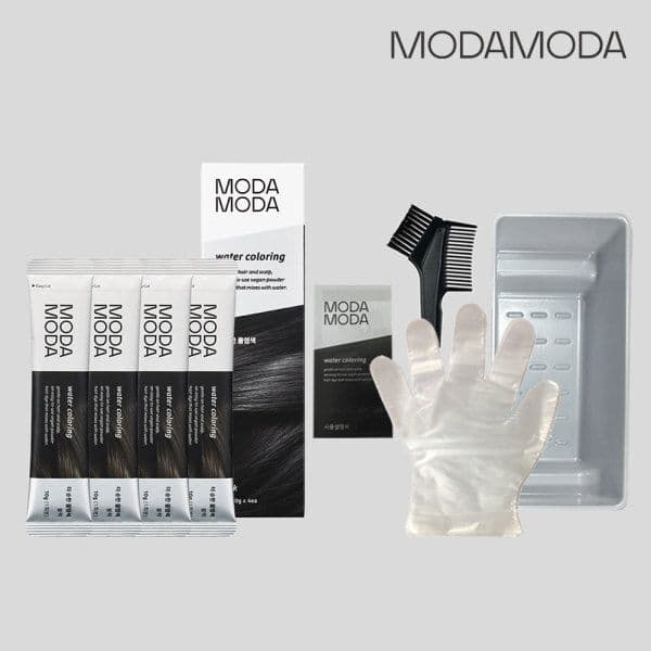 모다모다 NEW 더 순한 물염색 4개입 (블랙) + 염색키트