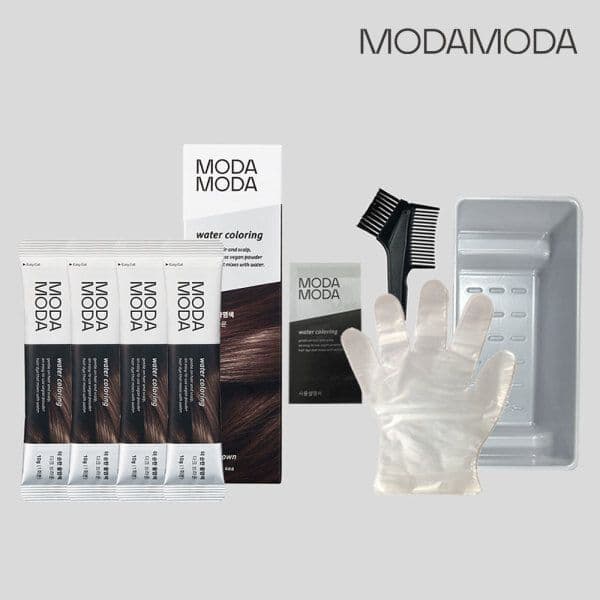 모다모다 NEW 더 순한 물염색 4개입 (다크브라운) + 염색키트