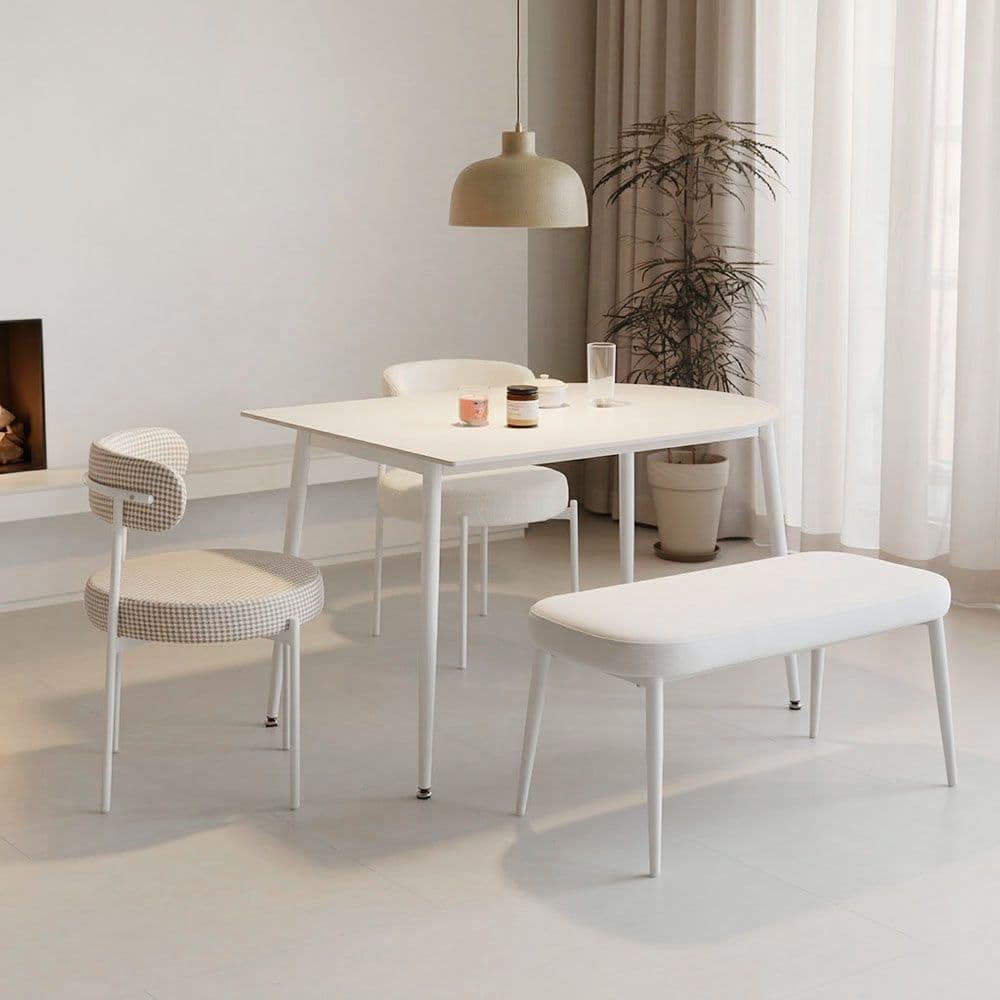 포레홈 크림 반원 테이블 2인용 4인용 저소음 포세린 세라믹 반타원 식탁 800/1000/1200 - 최저가 94,050원