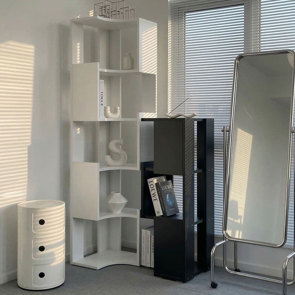 이안가구 국내제작 로그 3단 코너 책장 5단 선반 슬림 모서리 틈새 수납장