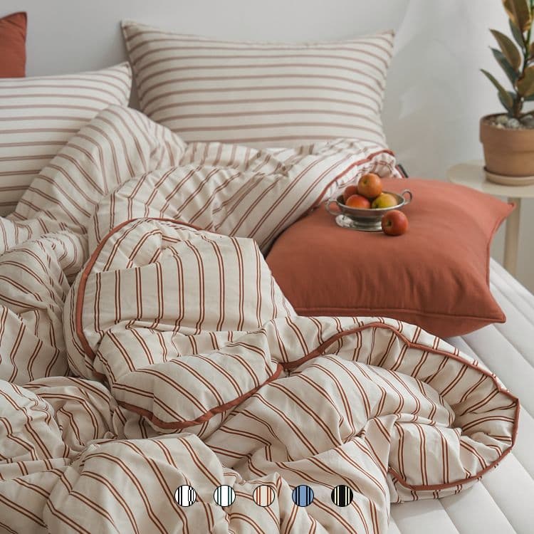 헬로우슬립 카스테라 스트라이프 워싱 옥수수솜 차렵이불세트-11컬러