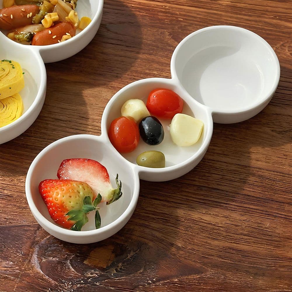 모리다인 화이트빈 3구 나눔 접시