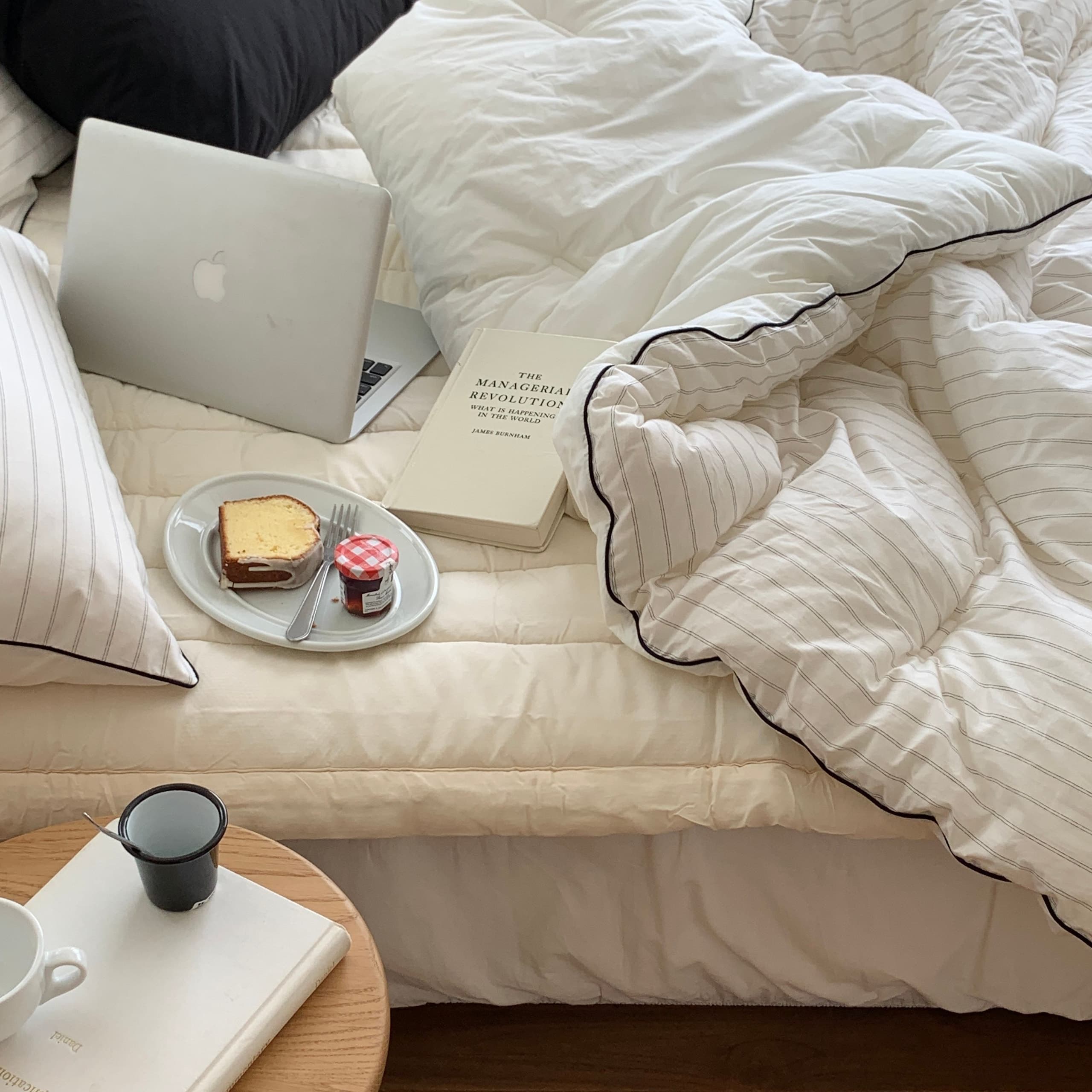 라튤립 이안 스트라이프 60수 바이오워싱 항균 순면 양면 사계절 차렵이불 SS/Q/K