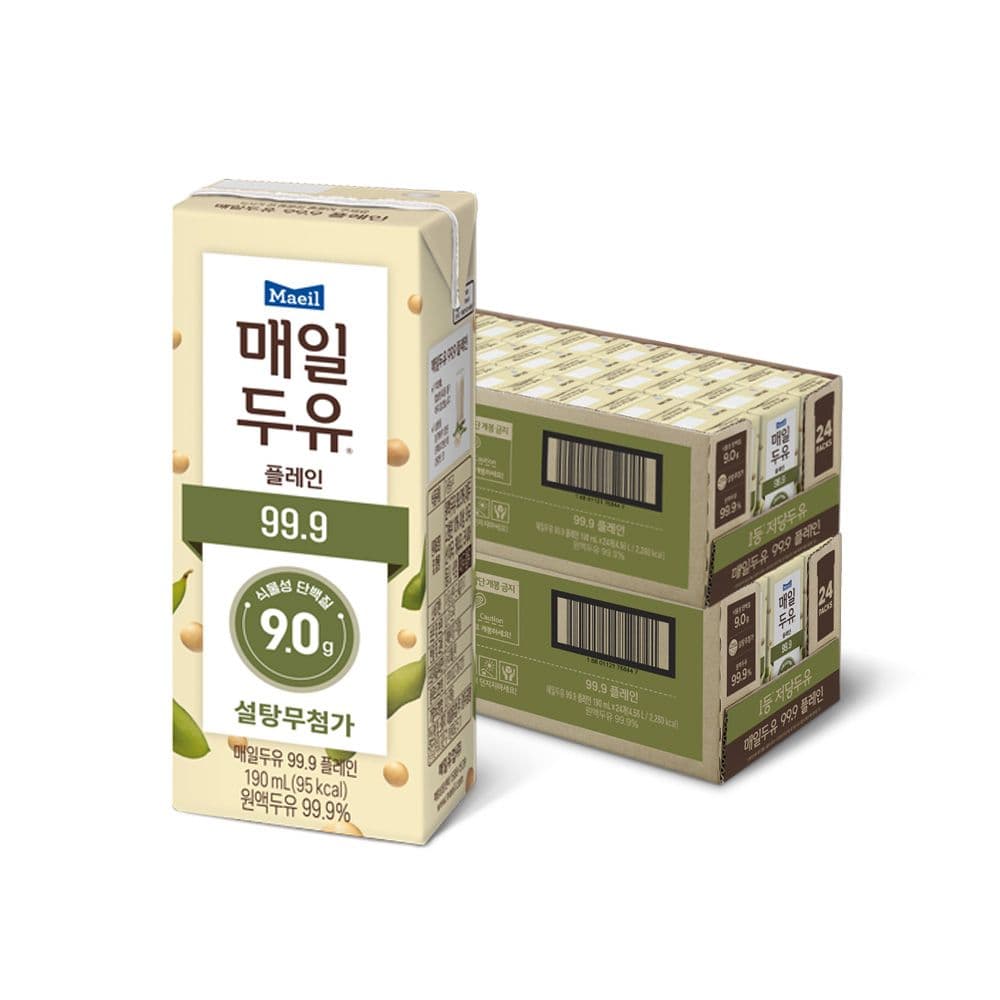매일유업 매일두유 99.9 플레인 190ml 48팩+검은콩 6팩