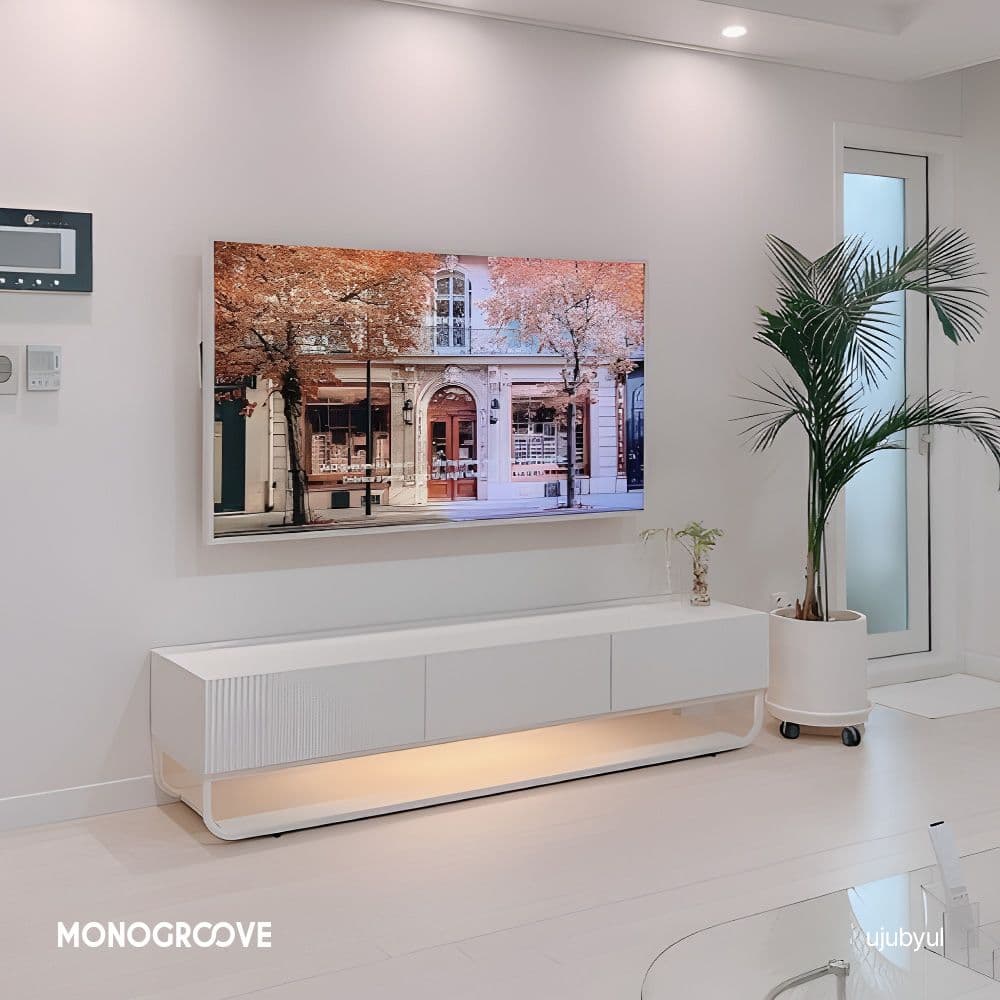 모노그루브 브릴리 LED 높은거실장 수납장 1800/2000 티비장 (심플/템바형)