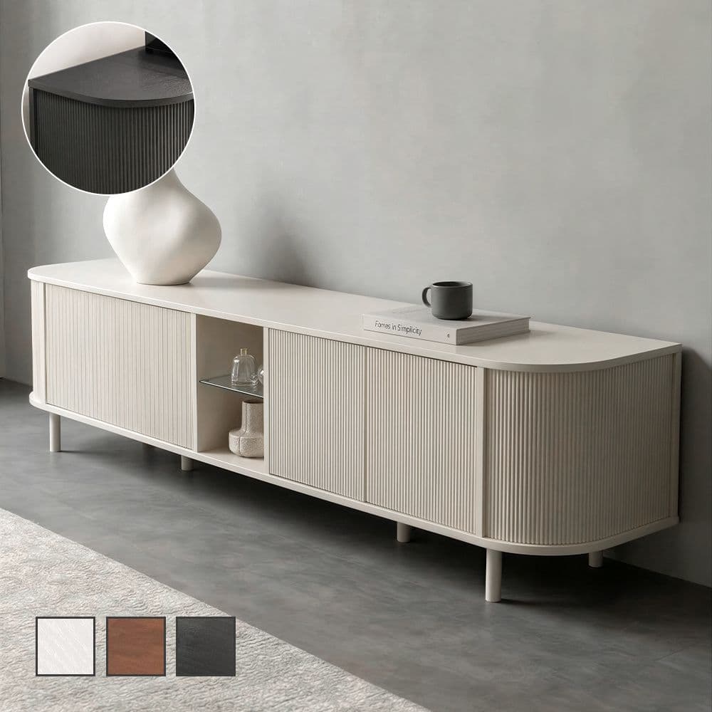 이안가구 밀라노 2100 라운드거실장 강화유리선반 EAN-SH003 - 최저가 197,900원