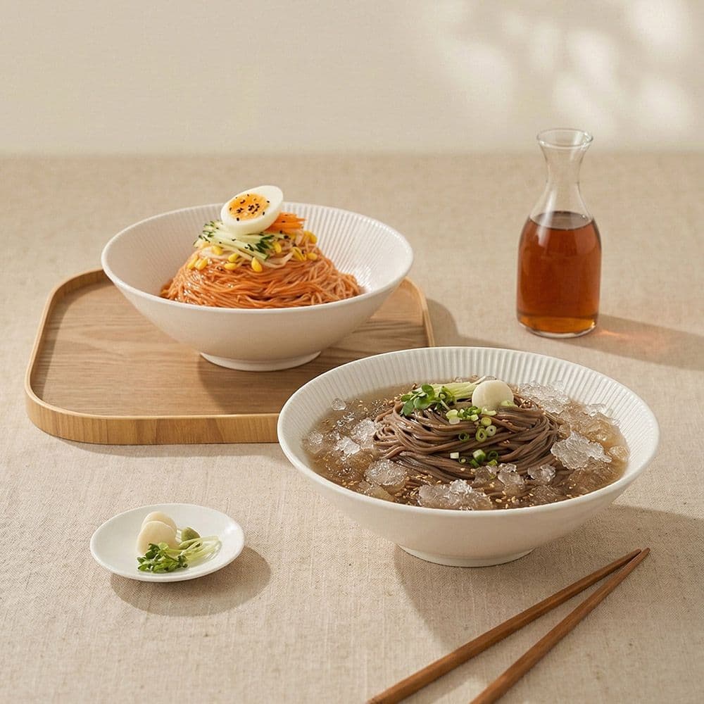 윤도자기 1+1 순백 넓은면기 (총2P) 국산 다용도 면그릇