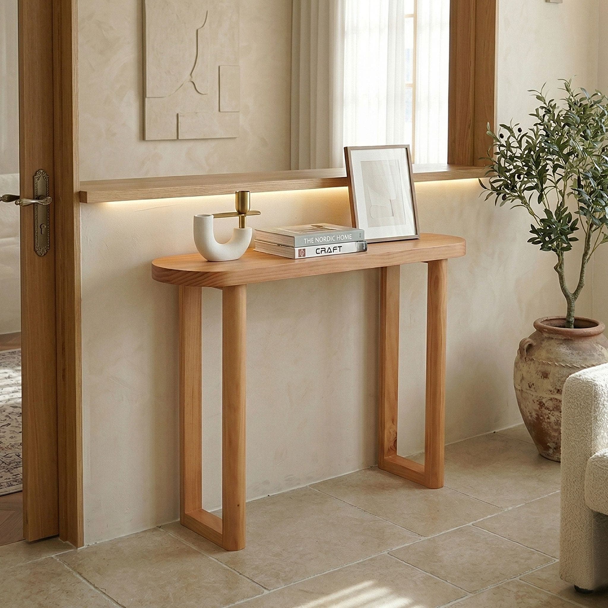 바우미스트 바우미스트 하제 타원형 원목 선반 콘솔 800 4colors