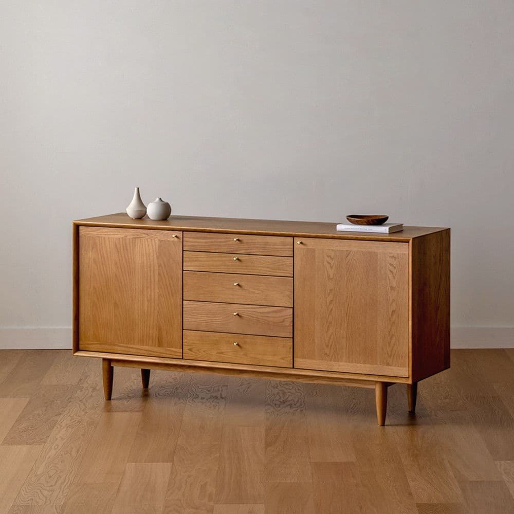 찰스퍼니처 마일디 사이드보드 01 / 오크 원목 높은거실장 TV 티비다이