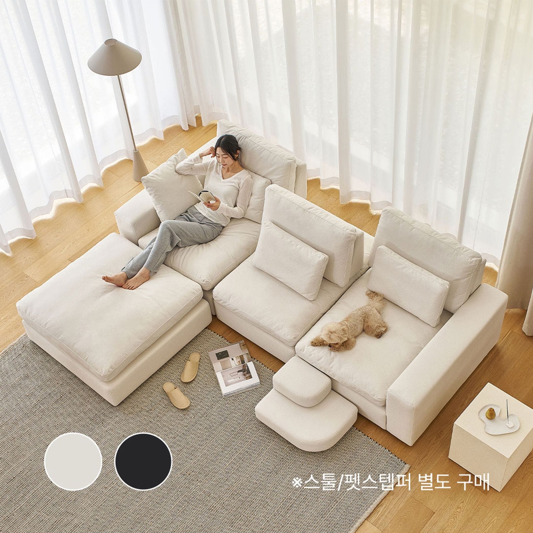 한샘 한샘몰pick 눕 데일리 스윙 구스 모듈 타이보텍스 패브릭소파 4인용 (2colors)