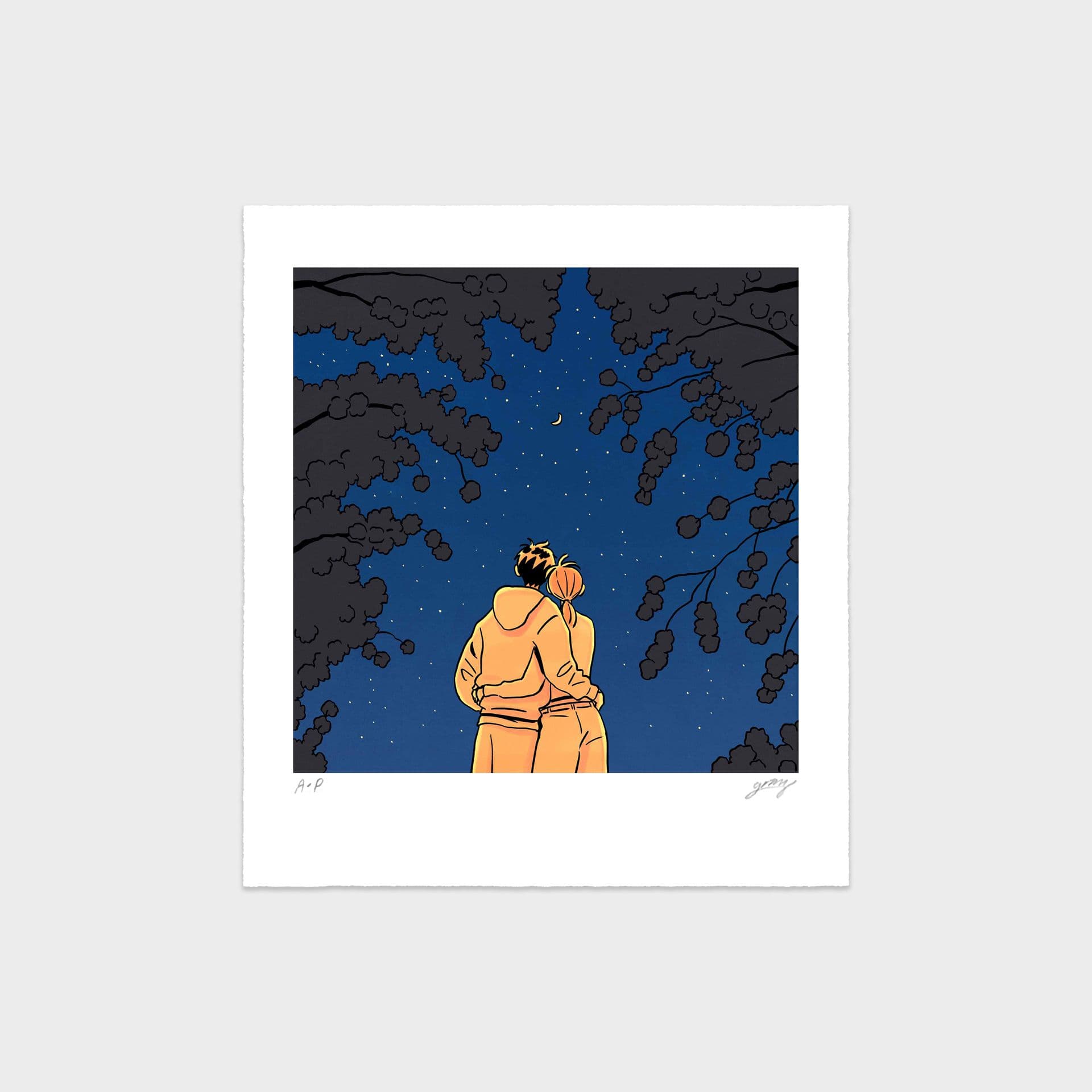 가현아트 GahyunArt 그림비 Grimb 별과 달과 꽃 / 실크스크린 판화 작품 일러스트 그림 액자