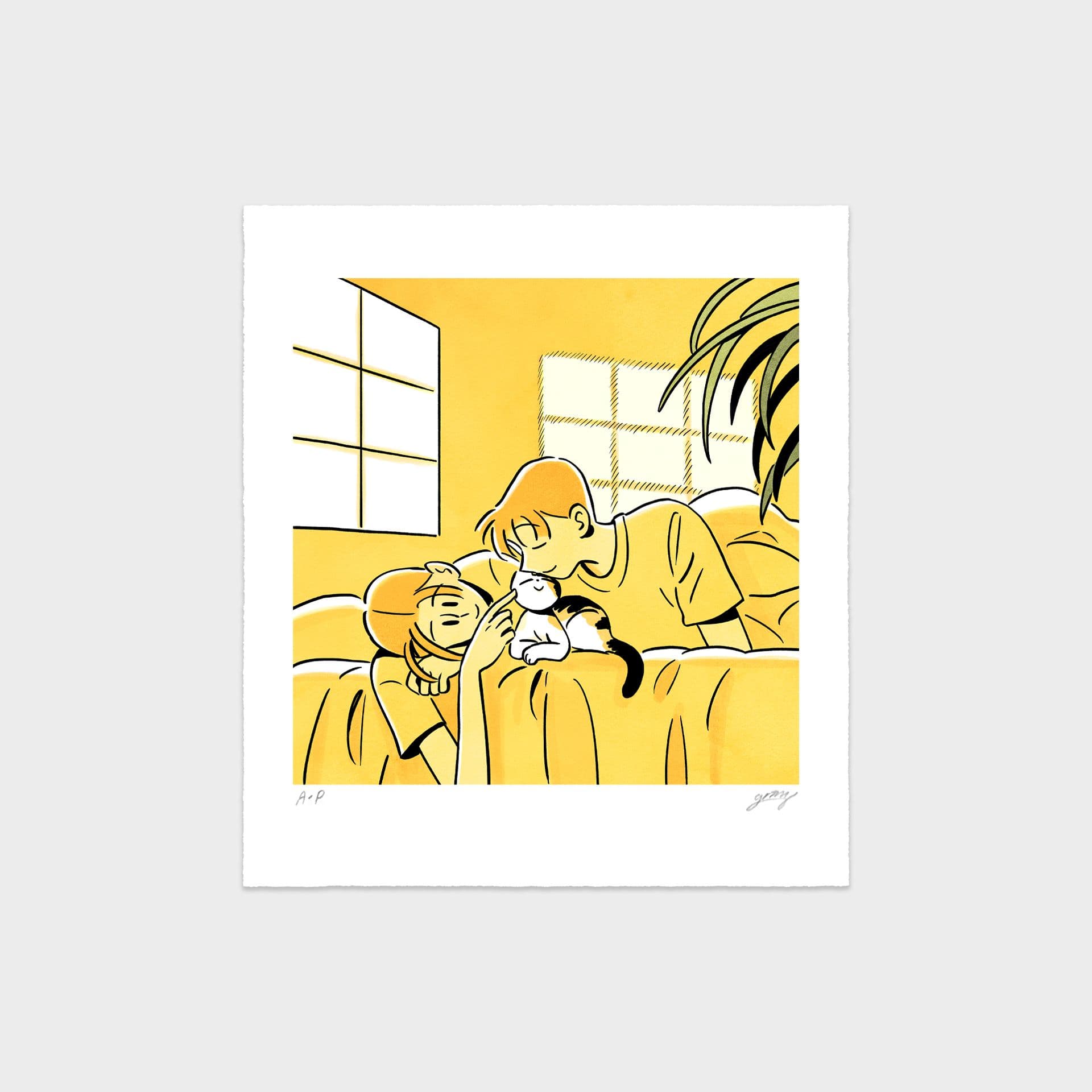 가현아트 GahyunArt 그림비 Grimb 좋은날 / 실크스크린 판화 작품 일러스트 그림 액자