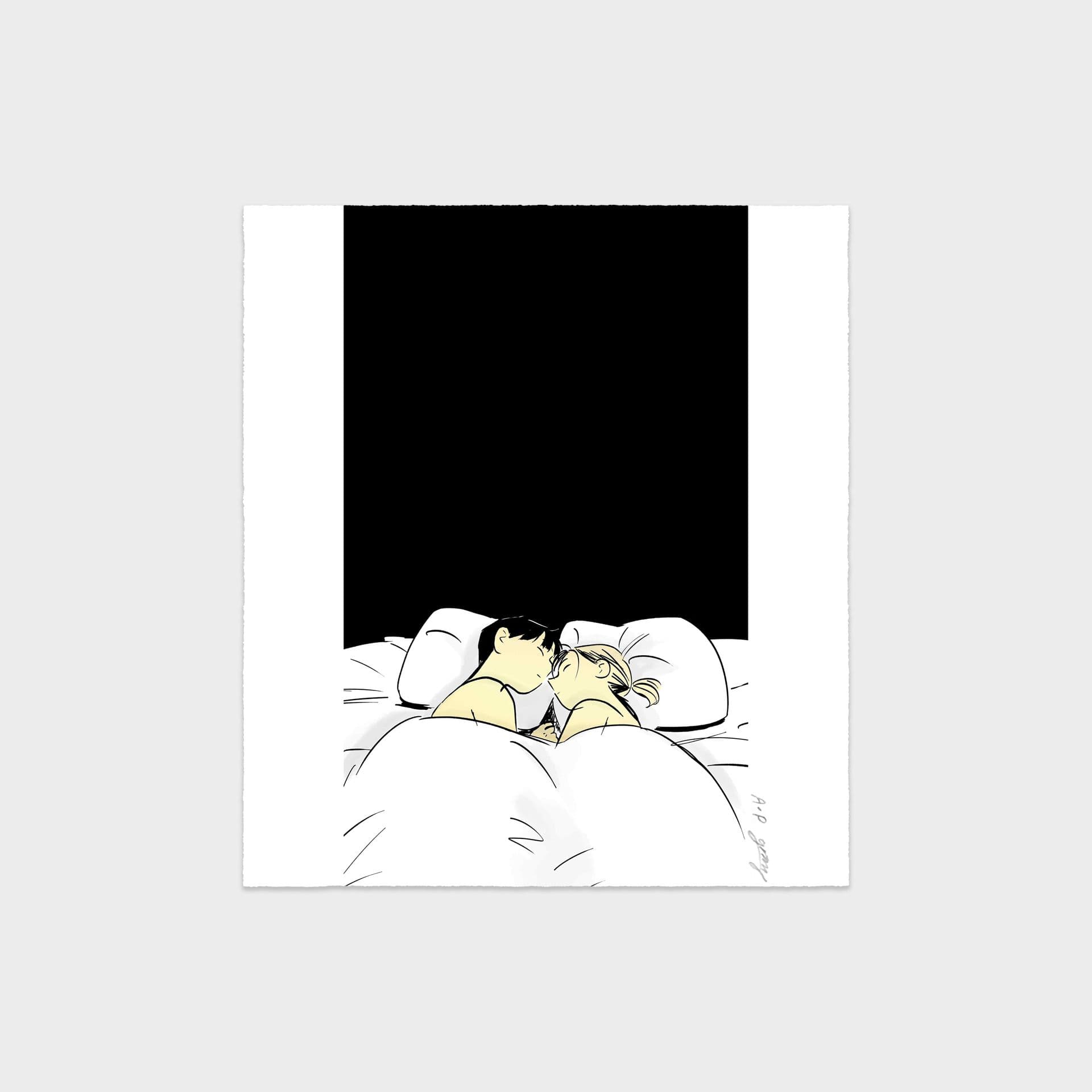 가현아트 GahyunArt 그림비 Grimb 검정색 하트 / 실크스크린 판화 작품 일러스트 그림 액자