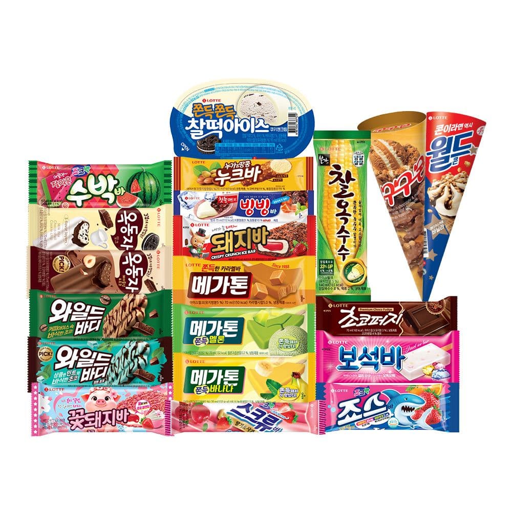 롯데웰푸드 아이스크림 바류 10종x5개(아맛나/돼지바/메가톤/와일드바디/빙빙바 등)