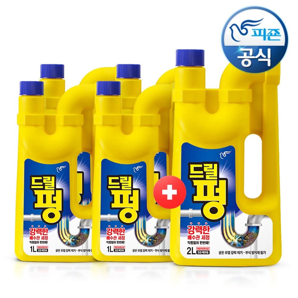 피죤 드릴펑 배수관 클리너 1Lx3개+2L 추가증정 P(총 5L)