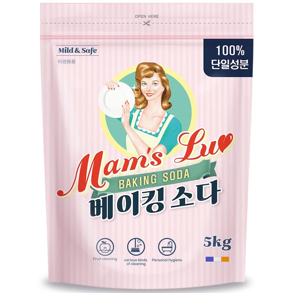 맘스럽 베이킹소다 파우치 5kg + 스푼 1개 프렌치 프리미엄 1등급원료 과일야채세척세제 - 최저가 9,801원