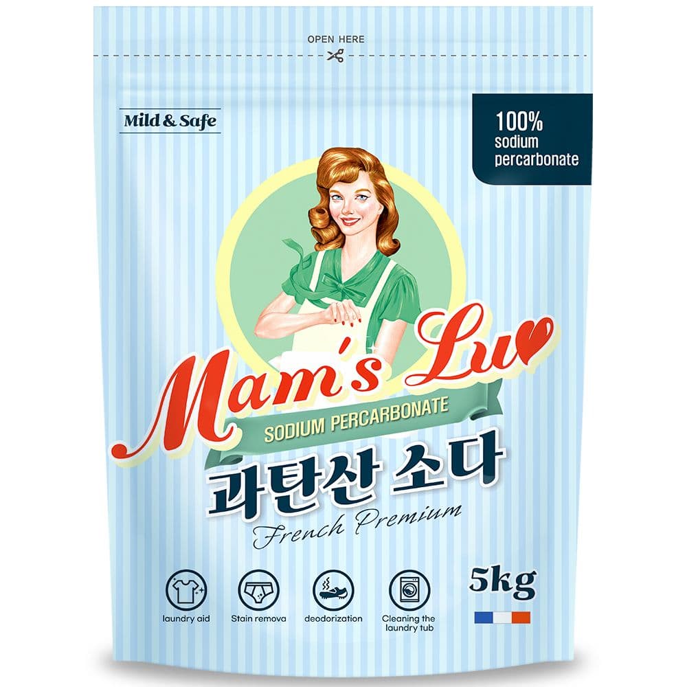 맘스럽 과탄산소다 파우치 5kg + 스푼 1개 프렌치 프리미엄 산소계표백제
