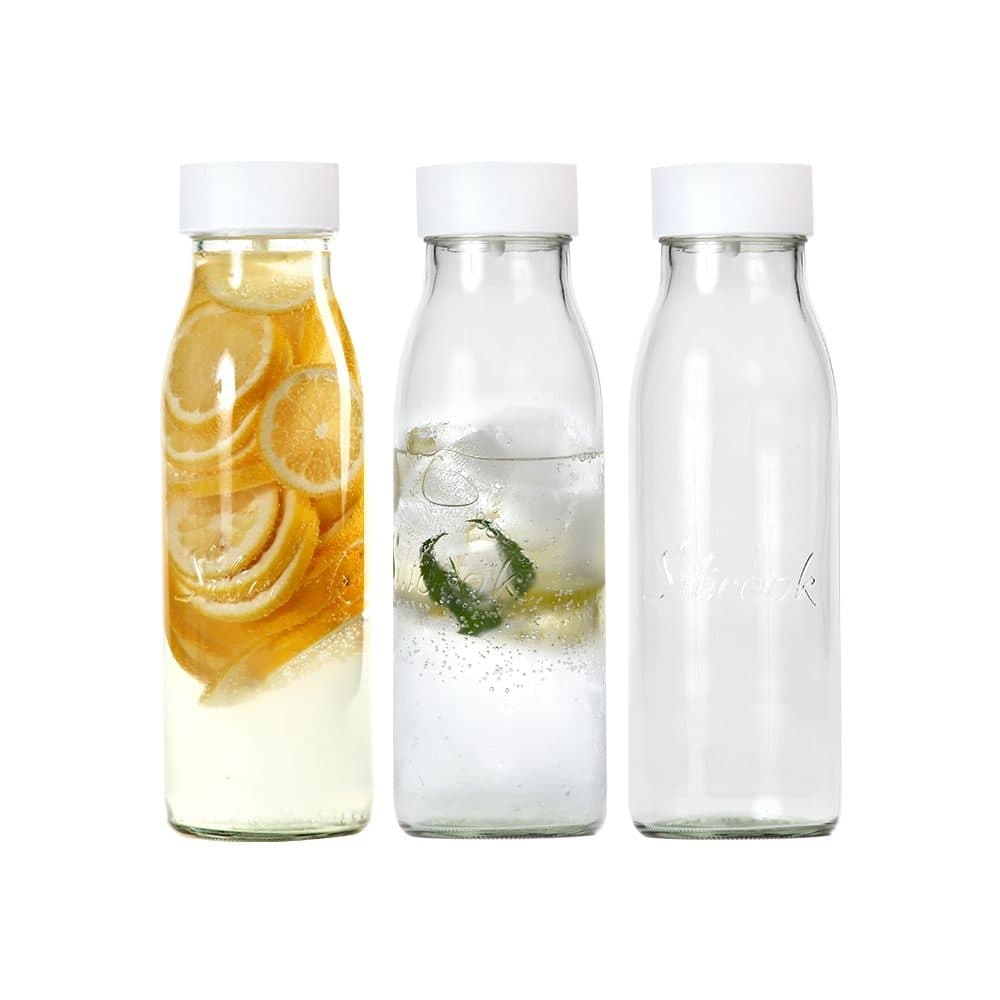 실리쿡 기울이면 열리는 뚜껑, 투명 유 리 물 병 1000ml 3개
