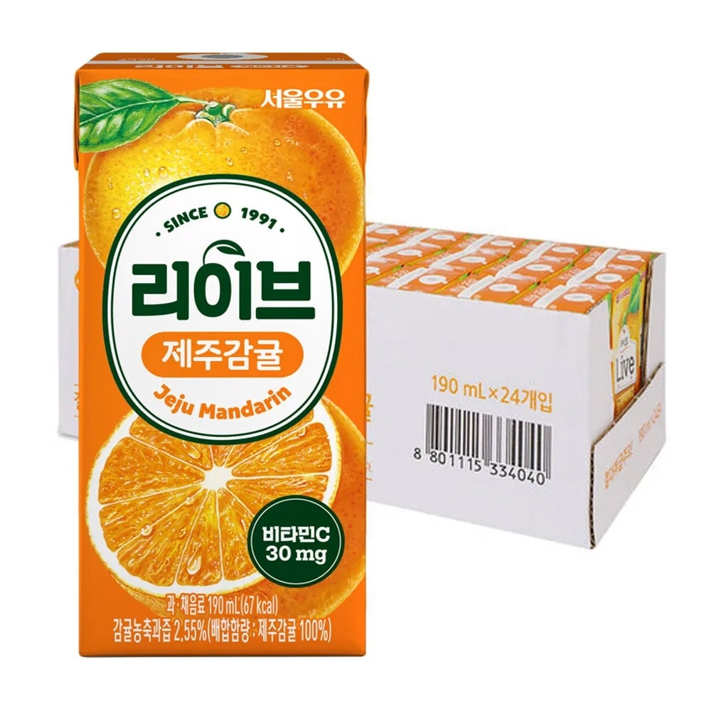 서울우유 서울우유 리이브 제주감귤 190mlx24개 - 최저가 7,750원