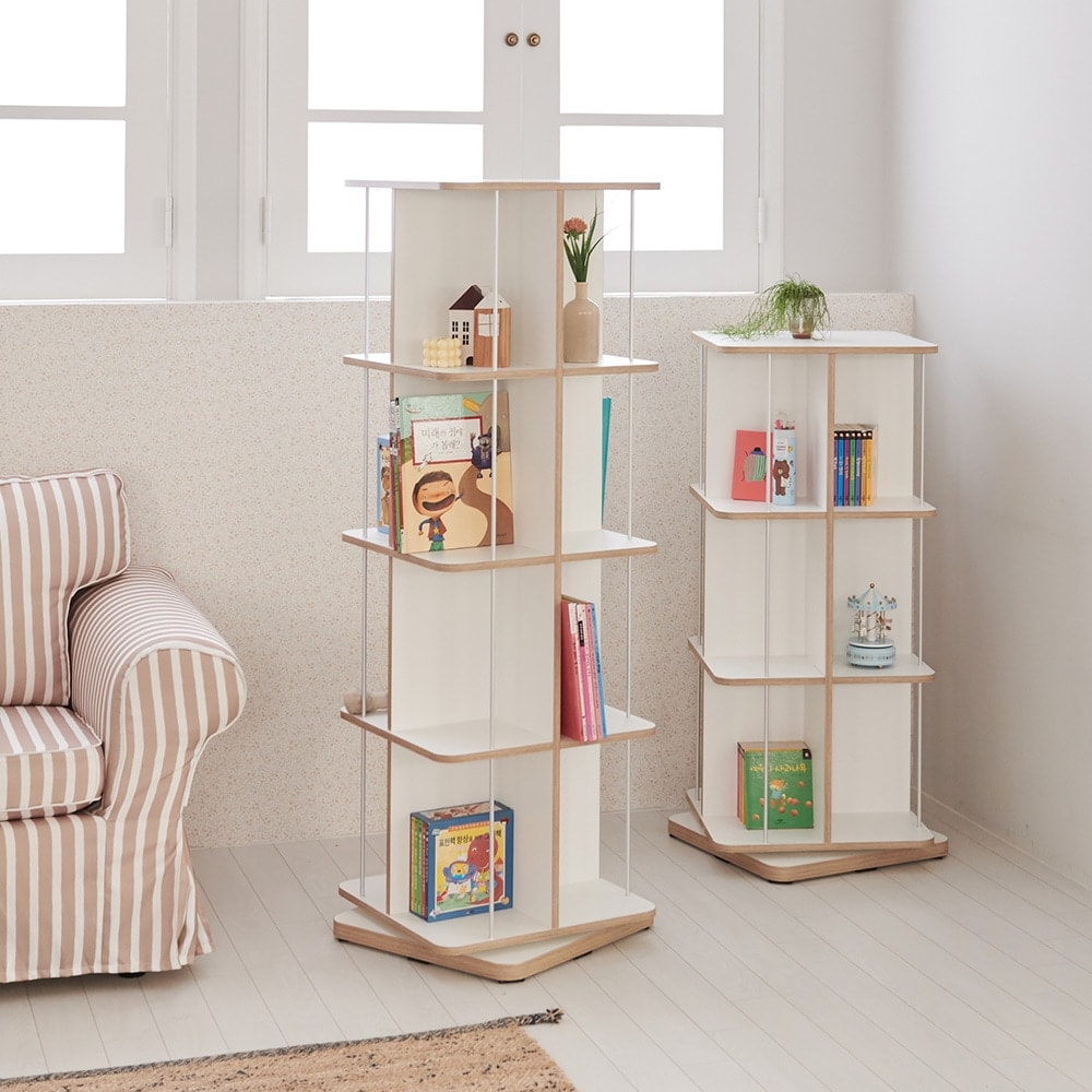 비앙스 [착불] 비앙스 VONI 자작엣지 인테리어 회전책장 4단 - 최저가 299,000원