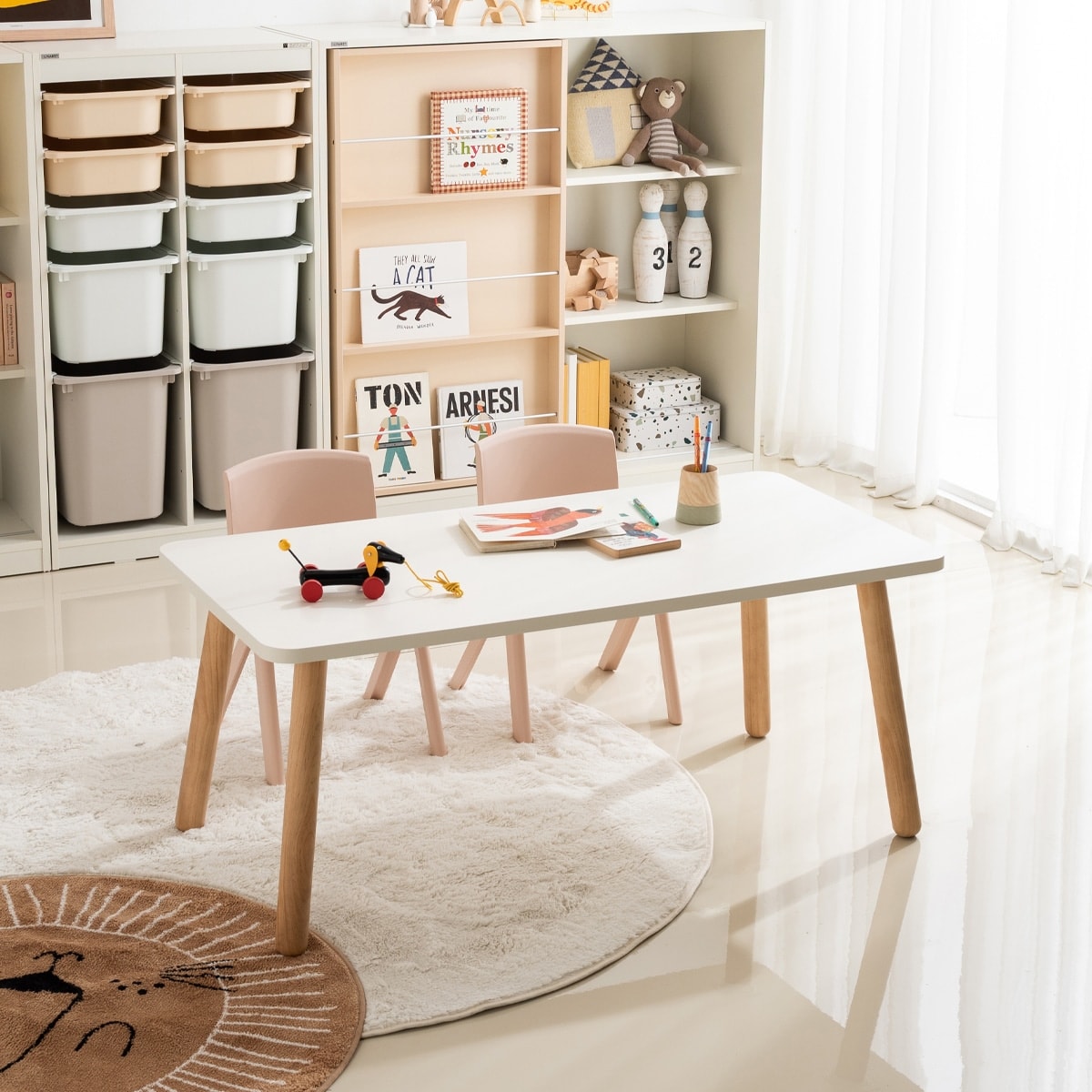 리바트 꼼므 1200 아이책상+의자세트 (화이트/베이지) - 최저가 154,812원