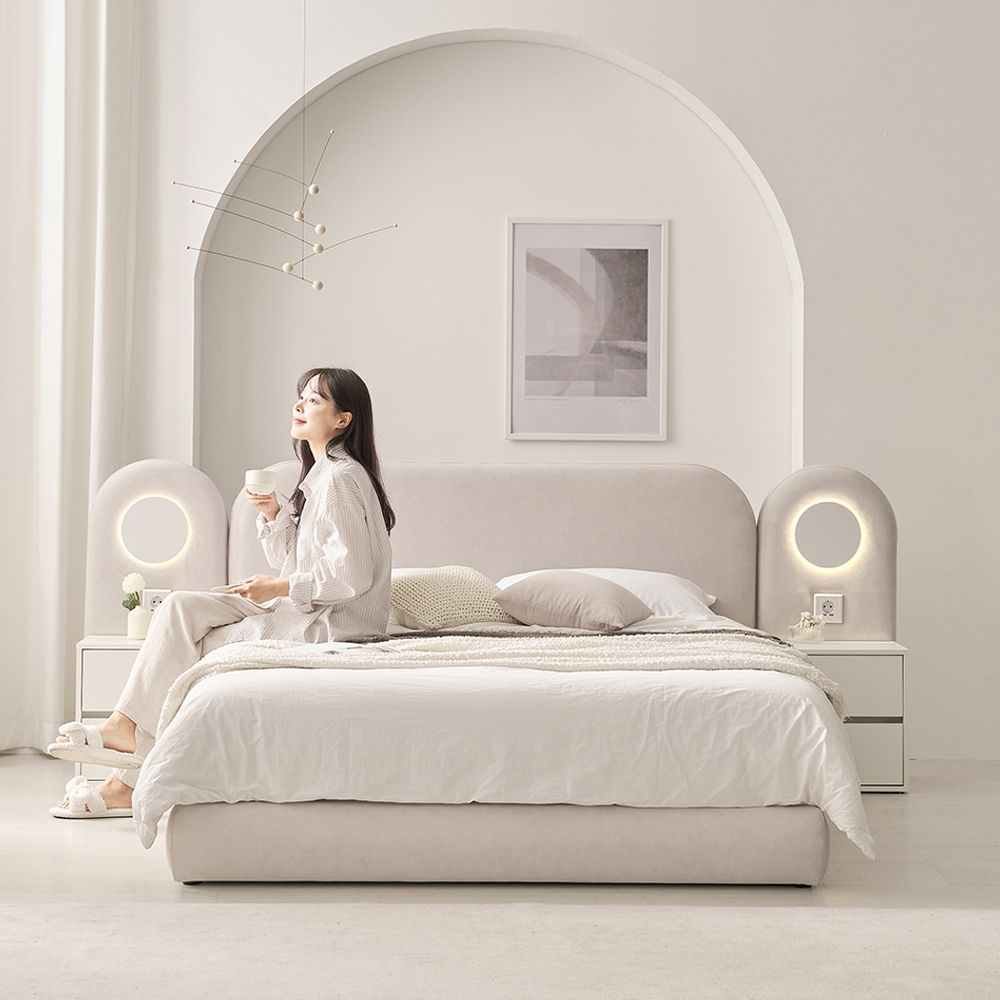 보니애가구 다니 조야원단 패브릭 호텔형 침대 프레임 SS,Q,K (협탁추가) - 최저가 159,000원