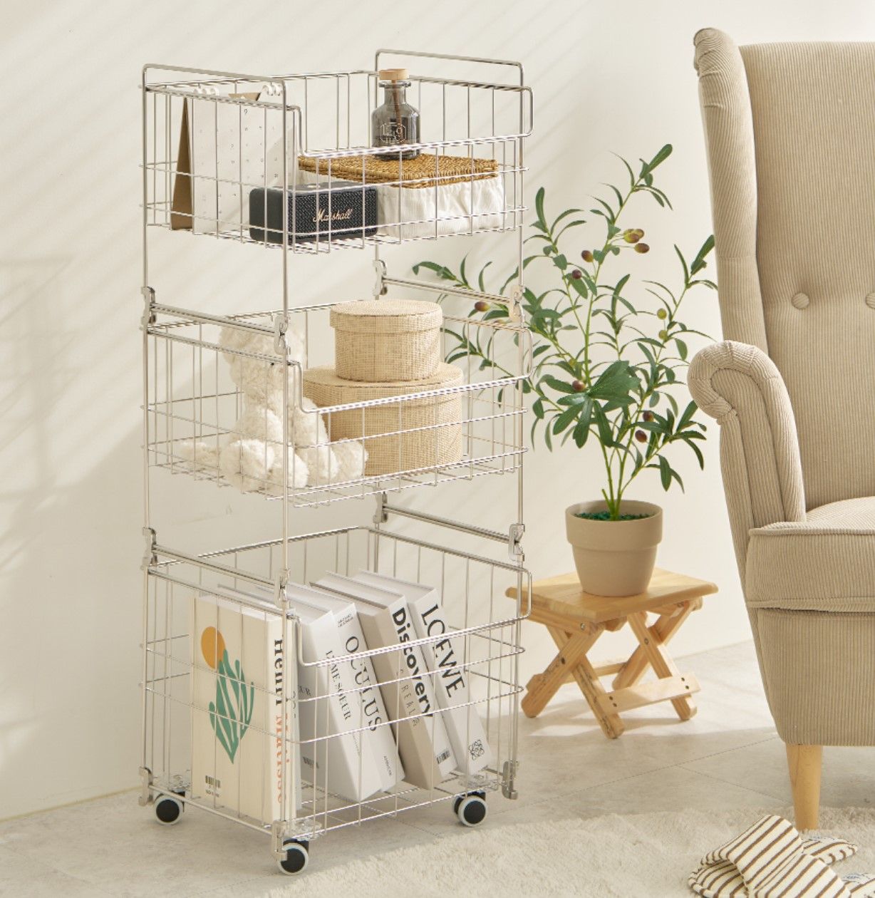 jbj 올스텐 304 컴팩트 세탁 빨래바구니 빨래통 트롤리 2단/3단 - 최저가 109,000원