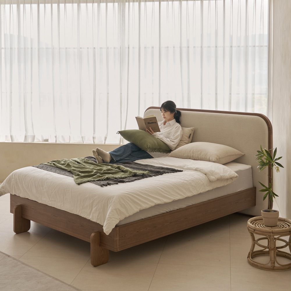 썸앤데코 소나 애쉬 원목 평상형 침대 프레임 1600 QK 겸용 - 최저가 729,000원