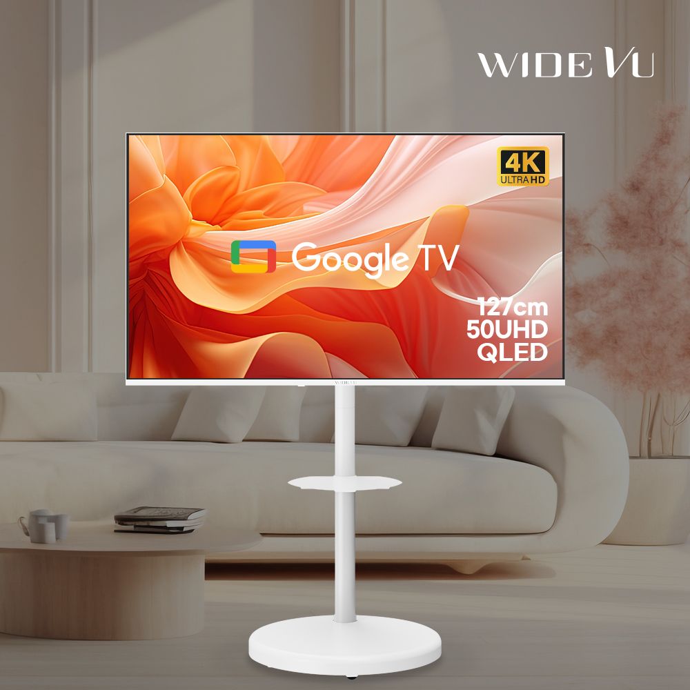 와이드뷰 화이트에디션 구글스마트 127cm(50인치)QLED UHD TV 와이드무빙뷰 삼탠바이미가능 - 최저가 386,000원
