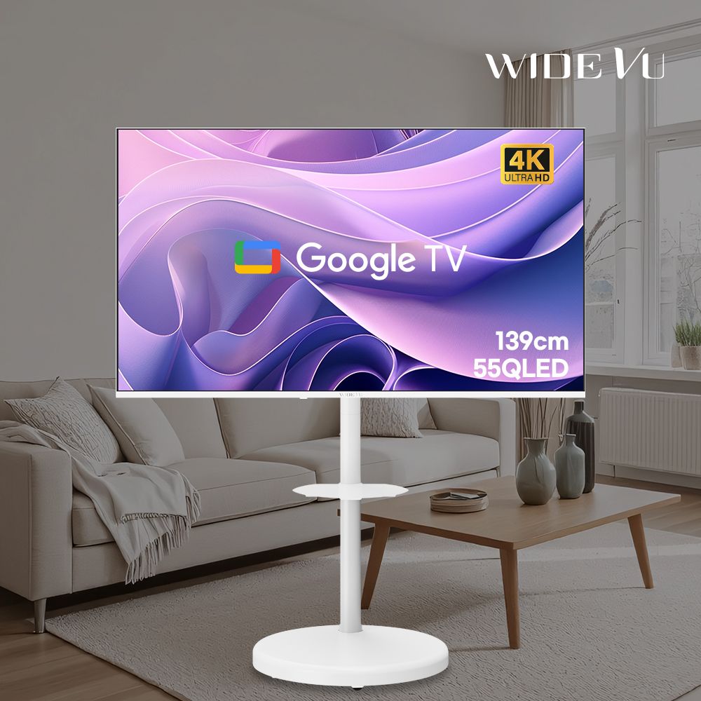 와이드뷰 화이트에디션 구글스마트 55인치 QLED UHD TV 와이드무빙뷰 삼탠바이미가능 - 최저가 456,000원