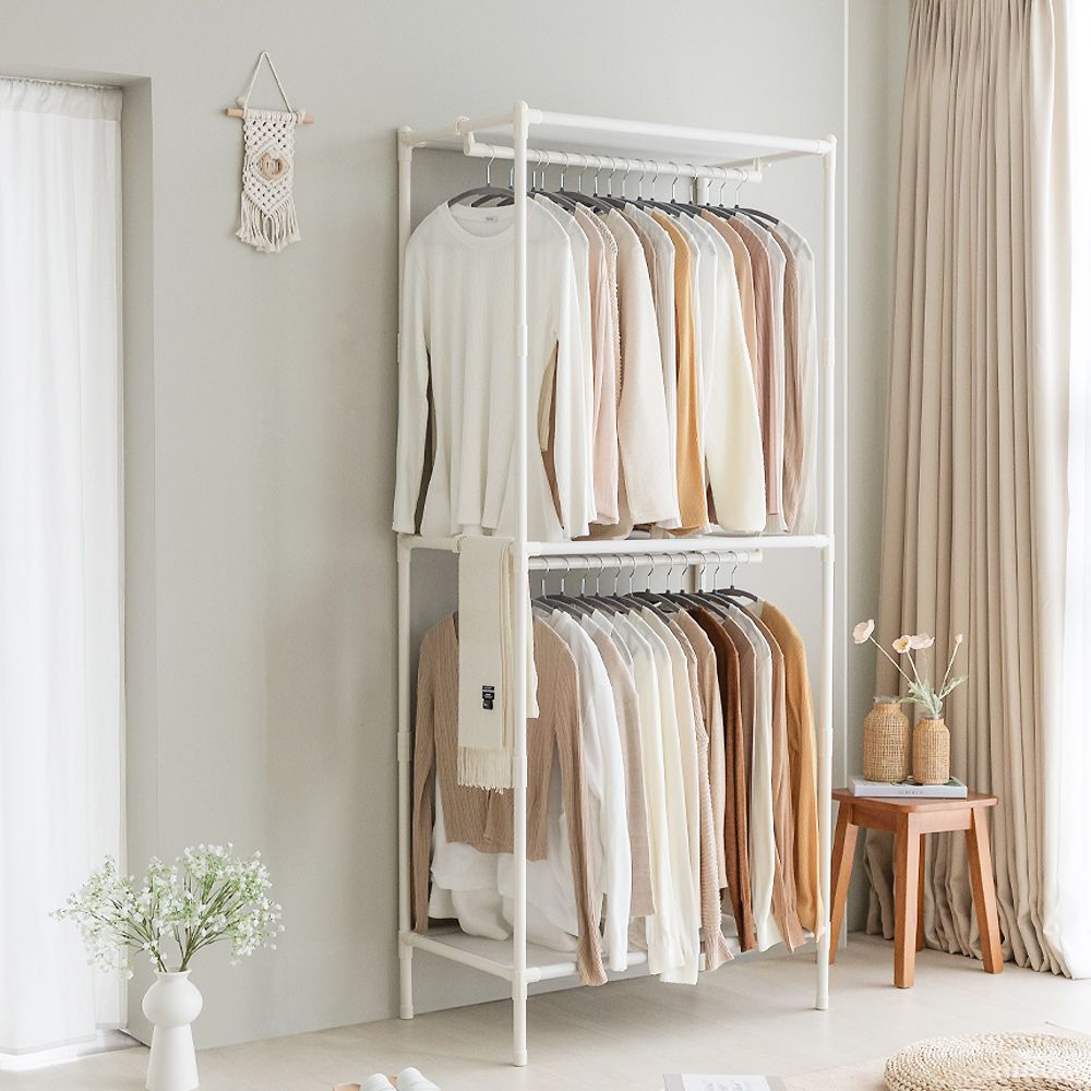 MF매직하우스 MF 무볼트 드레스룸 조립식 싱글 2단 행거 - 최저가 26,877원