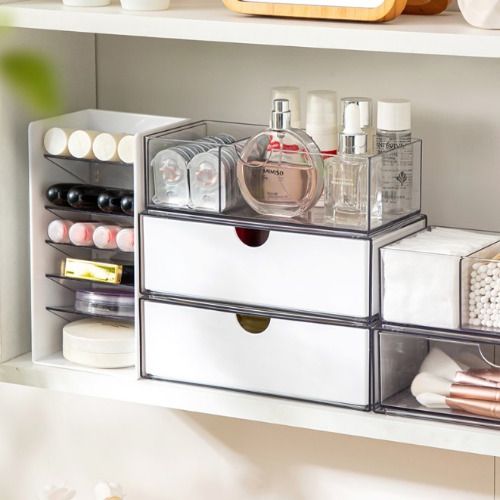라이크홈즈 슬라이딩 화장품 정리함 아크릴 책상 수납함 욕실 화장대 데스크 미니서랍 트레이 약통 보관함 - 최저가 2,900원