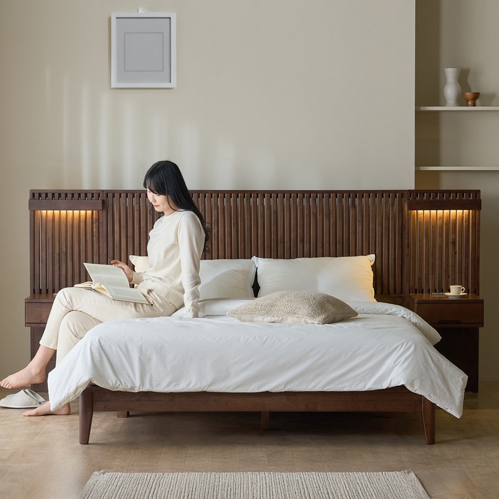 헤이즈우드 헤이즈우드 아벤티노 SS 호텔형 침대 슈퍼싱글 퀸 조명 원목침대 프레임 - 최저가 397,000원