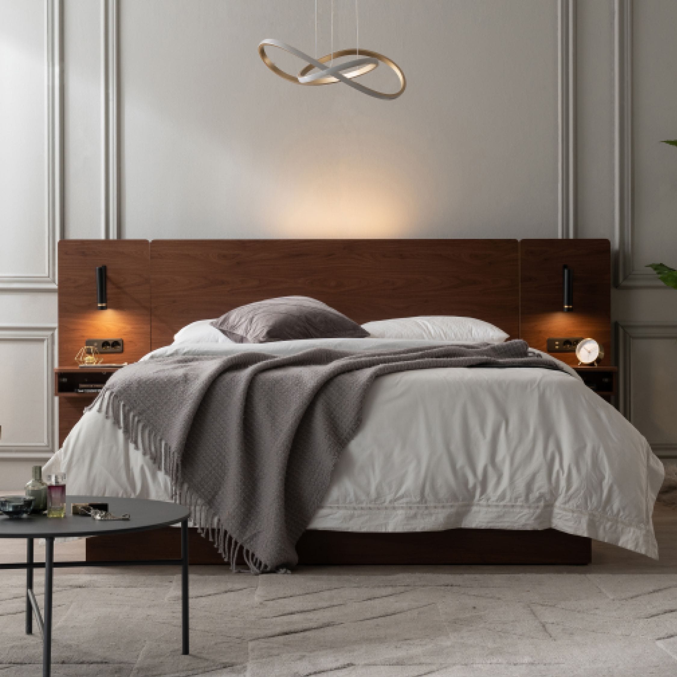 삼익가구 델루나 LED 프라임 평상형 호텔 침대 (매트제외) SS/Q - 최저가 269,000원