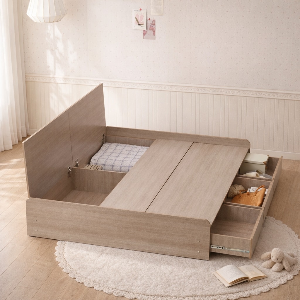 하포스침대 리노 무헤드 3단 멀티 통서랍 침대 - 최저가 208,320원