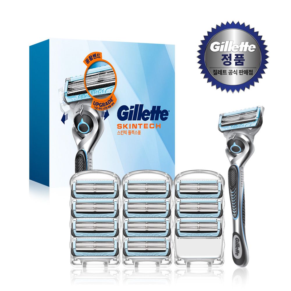 질레트 스킨텍 매뉴얼 면도기 핸들1 + 면도날 12입 - 최저가 43,330원