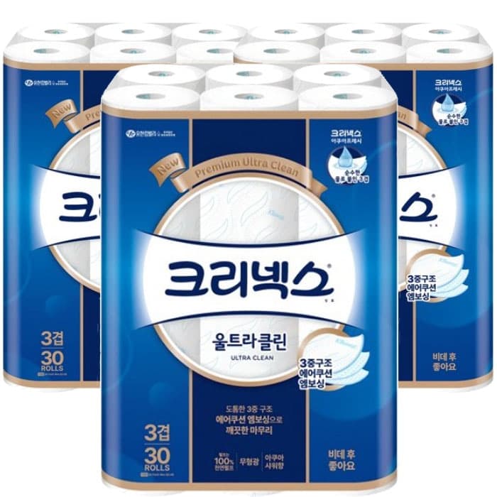 아쿠아 비데3겹 울트라클린 27M 30롤 x3팩 가격 추이 크리넥스 아쿠아 비데3겹 울트라클린 27M 30롤 x3팩 - 최저가 63,900원