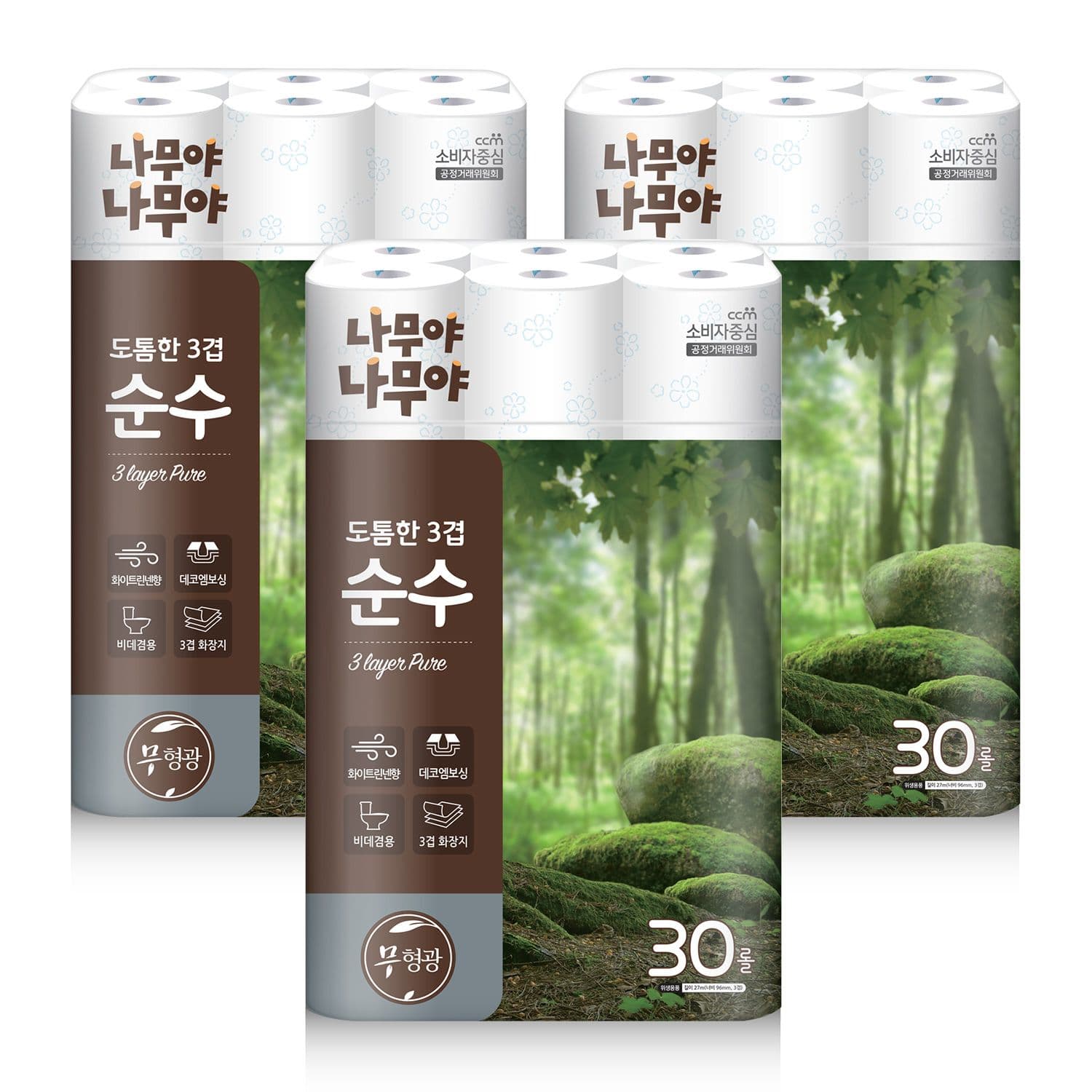 나무야나무야 도톰한3겹 순수 27m 30롤 x 3팩 (90롤) 가격 비교 잘풀리는집 나무야나무야 도톰한3겹 순수 27m 30롤 x 3팩 (90롤)