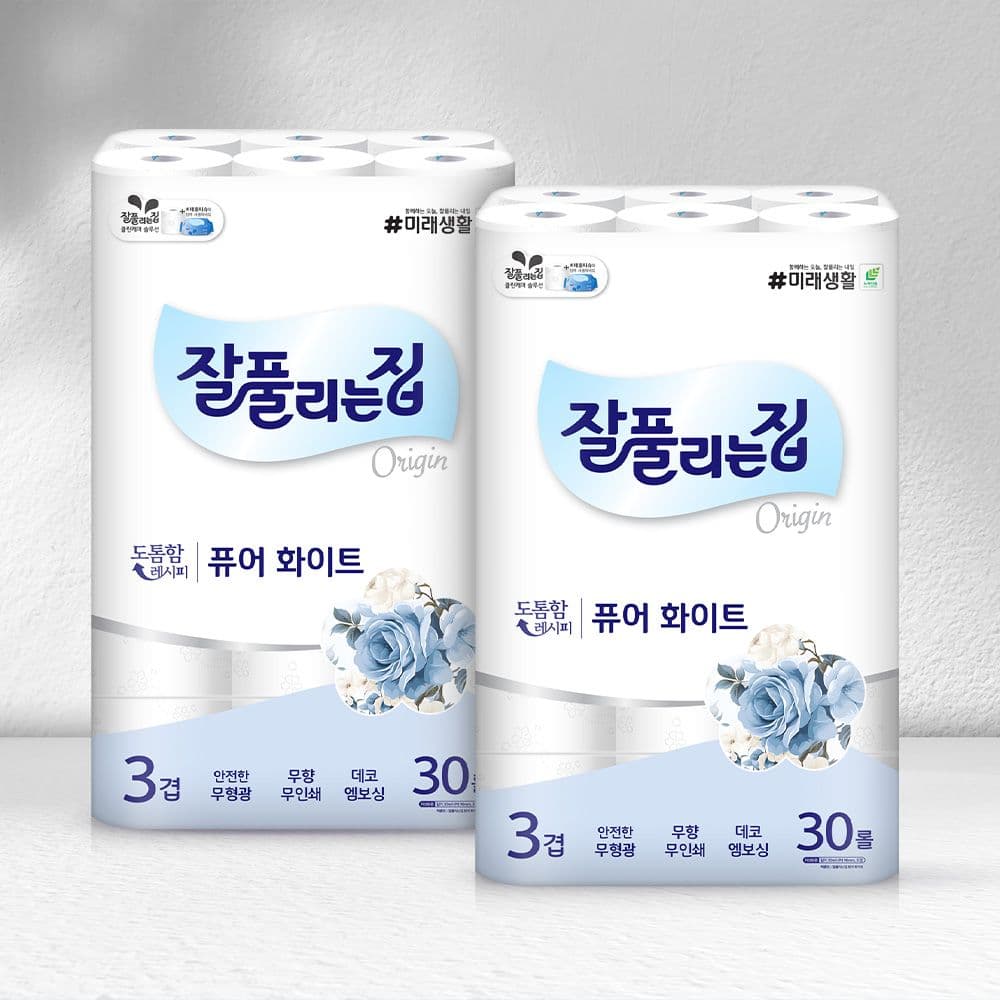 퓨어화이트 3겹 화장지 30M x 30롤 x 2팩 가격 비교 잘풀리는집 퓨어화이트 3겹 화장지 30M x 30롤 x 2팩