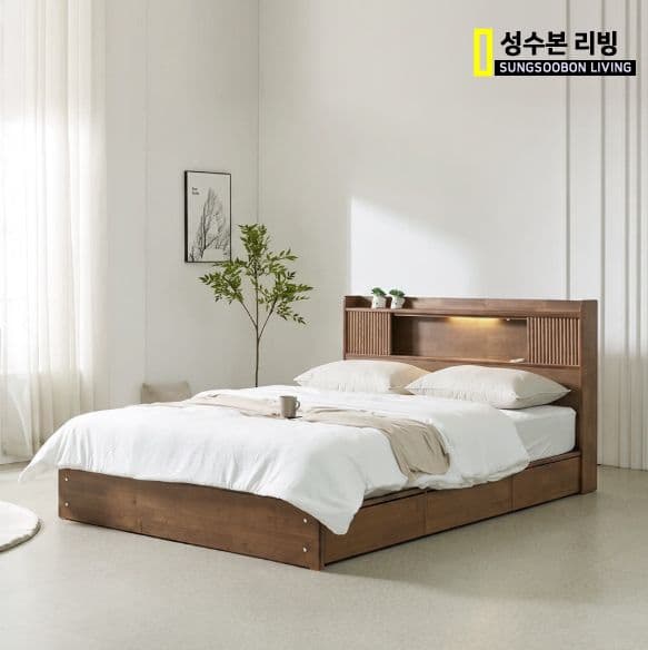 엘린 템바보드LED 서랍형 수납 원목침대 프레임매트리스S/SS/Q 가격 비교 성수리빙 엘린 템바보드LED 서랍형 수납 원목침대 프레임매트리스S/SS/Q